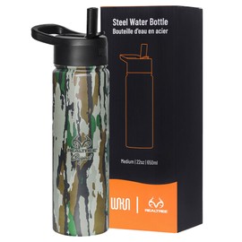 Wildkin Realtree Original 22 Oz Water Bottle with Leak Proof Lid for Boys & Girls, Double-walled, Vacuum-Insulated, Durable, and Easy to Clean Water Bottles for Kids