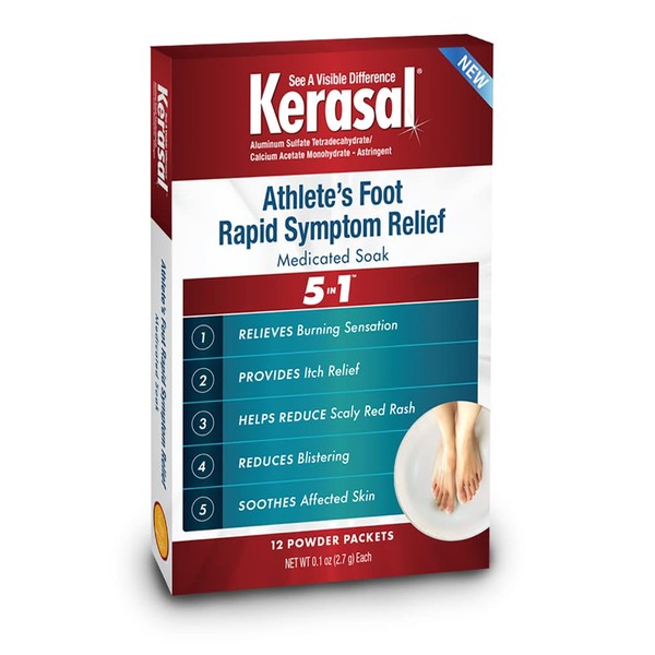 Kerasal Athlete's Medicated Foot Soak, Bath for 5-in-1 Rapid Symptom Relief, 12 Count, (Pack of 1)