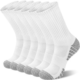 COZY CORE 6 Pairs Athletic Socks Cushion Crew Socks Running Socks Sport Calf Socks Performance Cushioned & Breathable for Men & Women (AU, Numeric, 00, Regular, Regular, S, White)