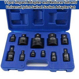 TONYNOL 11pcs Impact Adapter and Reducer Set and Universal Joint Swivel Socket Adapter Set, 1/4" 3/8" 1/2" 3/4" 1" Drive Socket Adapter Set, Cr-Mo Steel,With a Storage Case.