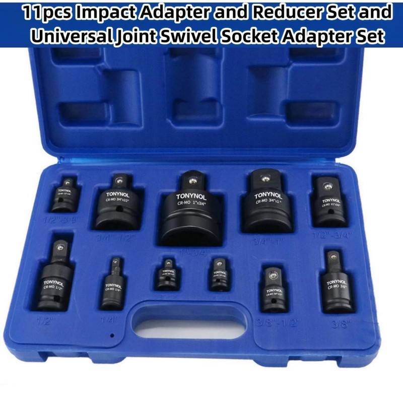 TONYNOL 11pcs Impact Adapter and Reducer Set and Universal Joint