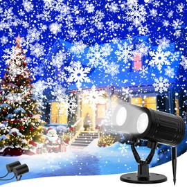 Coollamp Christmas Snowflake Projector Lights Outdoor, 2025 Upgraded Double Head, 360° Rotating, IP65 Waterproof, Timer - Holiday, Party, Christmas Decorations & Gifts for Yard, Garden, Indoor