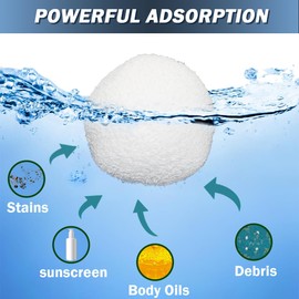 Zzyyldu Scum Balls for Pool,3 Inch Scum Eliminating Balls,Reusable Oil Absorbing Sponge,Washable Pool Filter Cleaner Sponge Ball,Floating Scum Absorber for Hot Tub,Swimming Pool,Spa