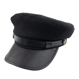 ericotry Classic Unisex Women Men Fashion Chauffeur Hat Driver Hat Fiddler Cap Newsboy Hat Fisherman Yacht Captain Sailor Hat (Black)