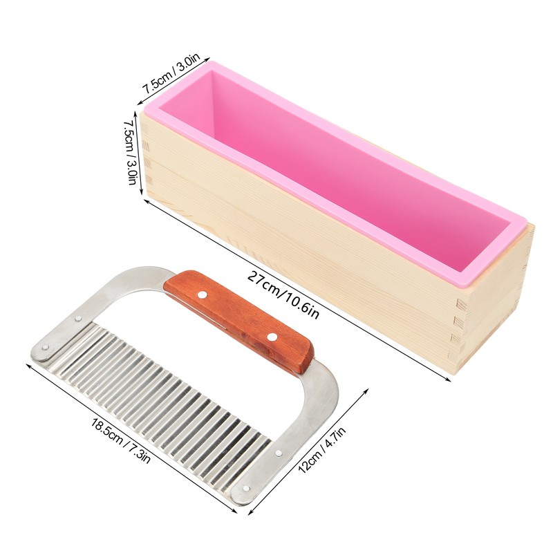 Wooden Loaf Soap Cutter Mold with 1 Pc Silicone Mold