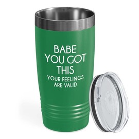 Flairy Land Daily Affirmation Green Edition Tumbler 20oz - You Are Valid - Funny Gift For Reminder Coworker Friendship Graduation Birthday Encouragement Sunshine Woman