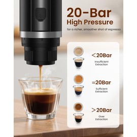 Amjdcoe Portable Espresso Maker, 20 Bar Electric Espresso Machine for Travel, Camping, Rechargeable USB-C Mini Coffee Maker for NS Capsule Pods and Ground Coffee, Matte Black