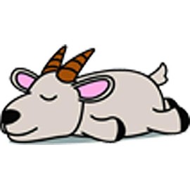 Cute Sleepy Lazy Goat Cartoon Vinyl Sticker (2" Wide, Goat)