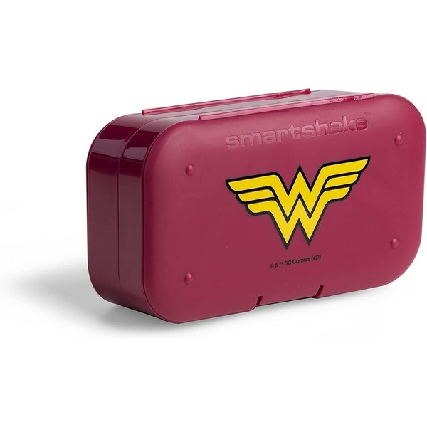 Smartshake DC Wonder Woman Pill Box Organizer (Pack of 2) - Portable Size, BPA Free & Phthalate Free - Medicine storage box for Daily Use - 7 day Portable pill case for Travel, Vitamin, and Supplement
