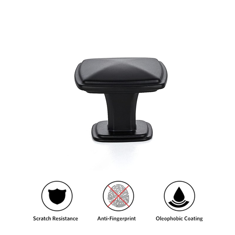 Ravinte 5 Pack Matte Black Kitchen Cabinet Square Knob Single