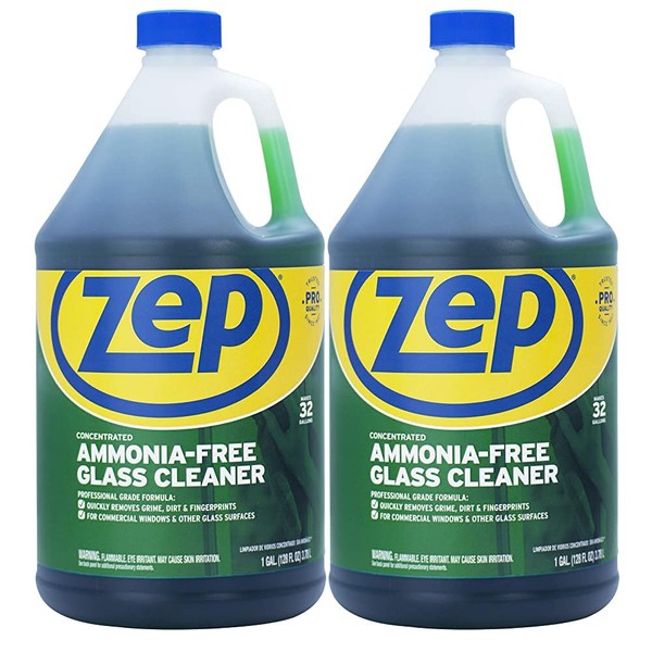 Zep Ammonia Free Glass Cleaner Concentrate 1 Gallon (Case of 2) ZU1052 - Commercial Strength