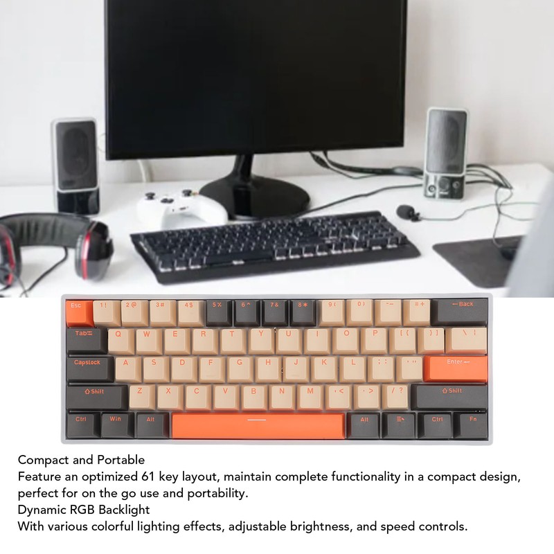 Mechanical Keyboard 61 Keys RGB Backlight 3 Connection Modes Wireless