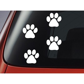 Level 33 Ltd WHITE DOG PAW PRINTS - Vinyl Decal Window Sticker for Cars, Bumper Sticker, Windows, Walls, Laptops