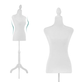 FDW Mannequin Body Dress Form Torso Female Manikin 49.6-63.4 Inch Height Adjustable - White