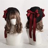Women Girl's Lolita Painter Hat Beret Cap with Bowknot (Black