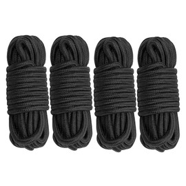 Cosymate Soft Cotton Rope Binding Rope All Purpose Thick Cotton Twisted Knot Tying Rope, 8mm Diameter, 5m Long, Pack of 4, Black