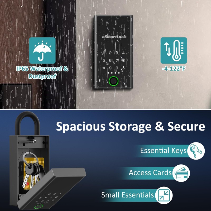 Foxlock Smart Key Lock Box, Fingerprint Wall Mounted Key Lock