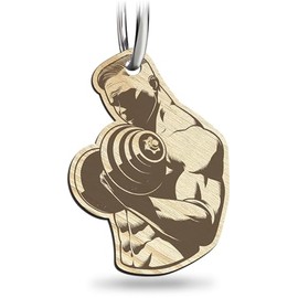 Bodybuilder Geschenk - Bodybuilder SchlÃ¼sselanhÃ¤nger handgemacht aus Holz, GlÃ¼cksbringer, Fitness Deko, Bodybuilding, Fitness, Kraftsport Geschenk, Fitness Schmuck, Geschenkidee fÃ¼r Bodybuilder