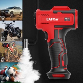 EAFCar Cordless Tyre Inflator Air Compressor,150PSI Electric Digital Display Portable Automatic Tyre Pump with LED Light & 4 Nozzle for Car, Motorcycle, Bike, Ball