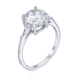 Bling Jewelry .925 Silver 2.75ct CZ Baguette Sidestones Engagement Ring