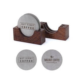 2Packs 49mm Espresso Puck Screen | Handmade Walnut Stand | 1.7mm Thickness 150μm 316 Stainless Steel