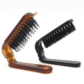 Yasdyri Travel Folding Hair Brush Portable Pocket Boar Bristle Brush for Women, Men, and Children, Folding Mini Boar Bristle for Wet and Dry Hair, Curly and Detangle 2 Pack