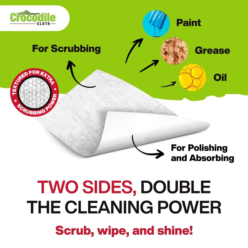 Crocodile Cloth PowerScrub - 80 Dual Surfaced Cloths, 10in X