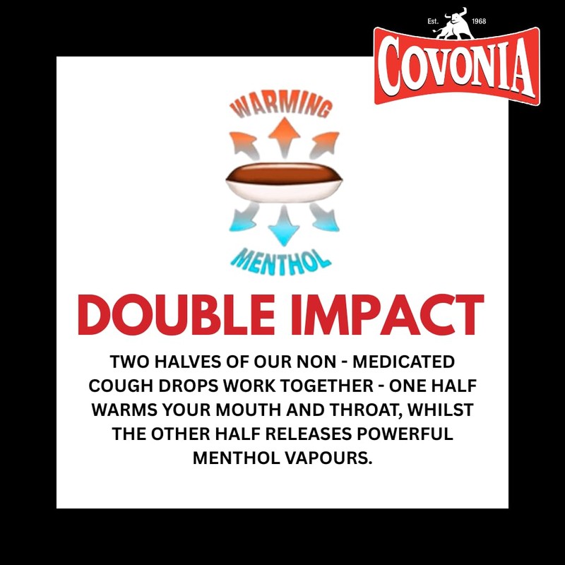 Covonia Double Impact Cough Drops Original 12 Bags x 51g,