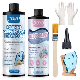 JAOJAO Resin Polishing Kit, Epoxy Polishing Compound Gloss Paint High Gloss Self Leveling Professional-Grade Mirror Effect Scratch Resistant Wear Resistant for Scratching, Sanding, and Polishing