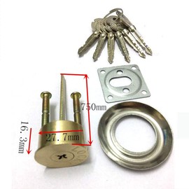 Replacement Rim Cylinder Door Lock Night Latch Front Door Lock with 6 Keys Cylinder, 750mm X 27.7mm