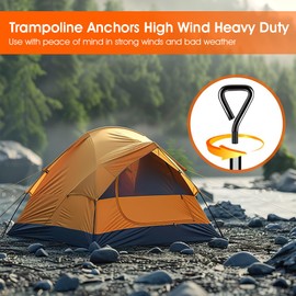 Ground Anchors Screw in Tent Stakes Heavy Duty Trampoline Stakes High Winds, Ground Anchors for Camping Tent, Canopies, Carports, Sheds, Swing Sets, Canopy Stakes Kit, Mobile Home Anchors 8 Pack