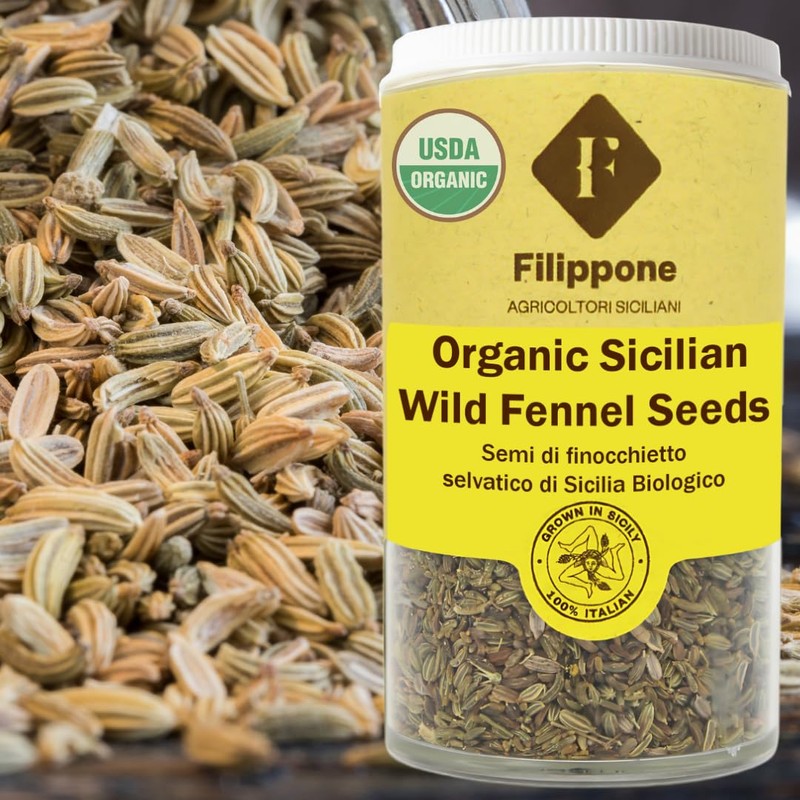 FILIPPONE - Organic Sicilian Fennel Seed, 1.06 oz, Saunf, Sweet
