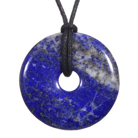 Morella Women's Necklace 31.5 inch - 80 cm Gemstone Donut gem Pendant Lapis Lazuli in a Velvet Bag