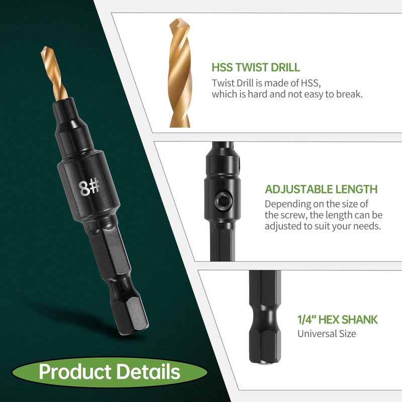 Litorange Pack of 5 Electrophoresis Black Drill Bits with Countersink