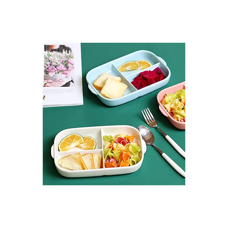 Sizikato Rectangular Ceramic Divided Plate Dinner Plate Luncheon Plate Fruit