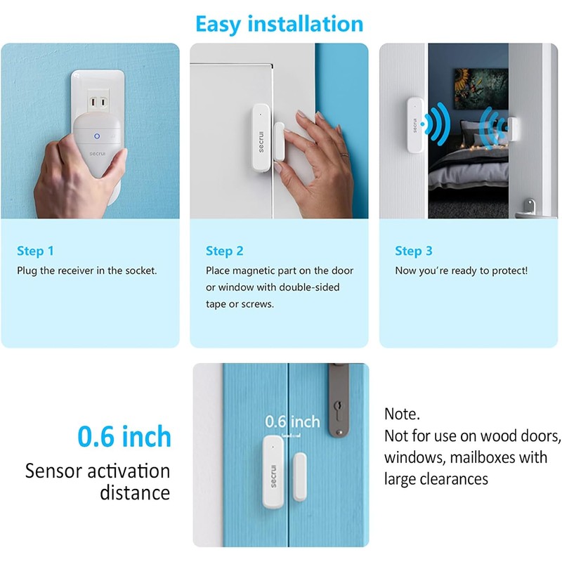 SECRUI Door Chime, Door Sensor Chime with Adjustable Volume, Easy
