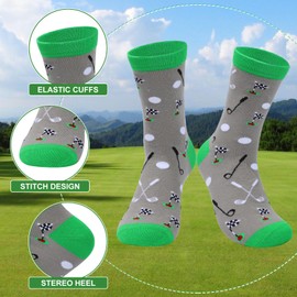Risipu 4 Pairs Golf Socks for Men Novelty Socks Funny Golf Gifts for Teens Boys Dad Grandad Golfers (One Size)