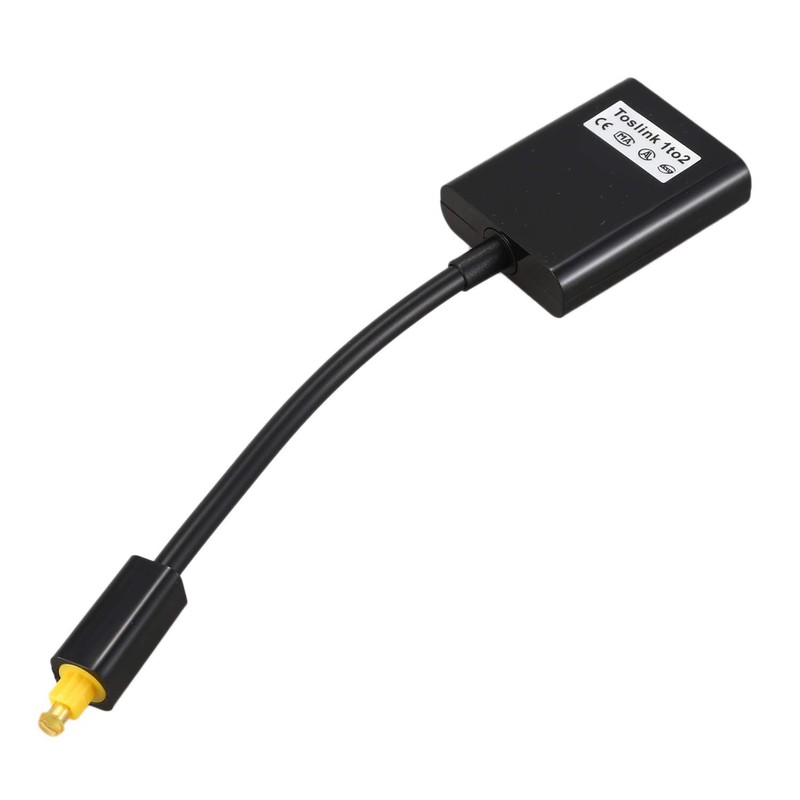 Black Digital SPDIF Optical Audio Splitter 2 Way Toslink Splitter