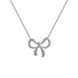 NIQIPOK Bow Necklace for Women Bowknot 14K Gold Plated Choker Necklace Fashion Bow Pendant Necklace Bow Necklace Jewelry Gift for Women (Silver)
