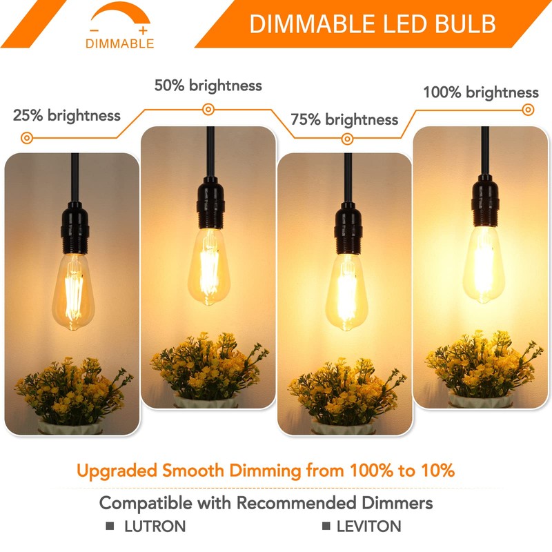 MAXvolador 12-Pack Dimmable Vintage LED Edison Bulb 60W Equivalent, 6W