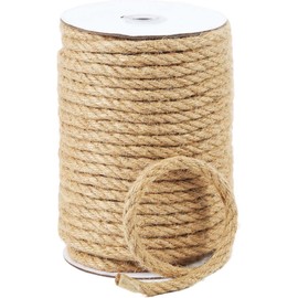 Cuerda de yute natural, rollo de cuerda de yute de 8 mm x 100 pies, cuerda gruesa resistente para rascar gatos, agrupación, jardinería y manualidades