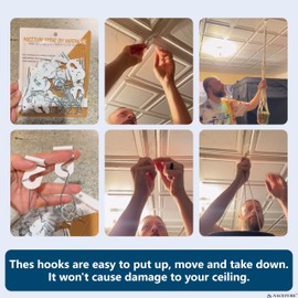 NACETURE 30 PCS Drop Ceiling Hook for Hanging – 10 Pack White Heavy Duty Ceiling Hooks & 20 Pack Drop Ceiling Clips Suspended Ceiling Decorations Tile Hanger for Classroom Office Home Wedding