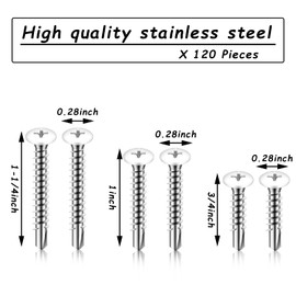 Funrous 120 Pcs #8 White Pan Head Screw White Sheet Metal Self Tapping Screws for Self Tapping Drill Fasteners Cargo Rv Exterior Fasteners, Enclosed Trailer Repair Tools,3 Sizes