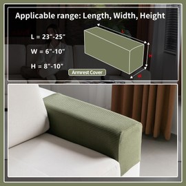 OHSIO Sectional Couch Covers, Wear Resistant Stretch Sofa Covers Washable Soft Couch Cushion Covers Anti Slip Furniture Protector Sofa Slipcovers for Pets (1 Piece Armrest Sofa Cover, Green)