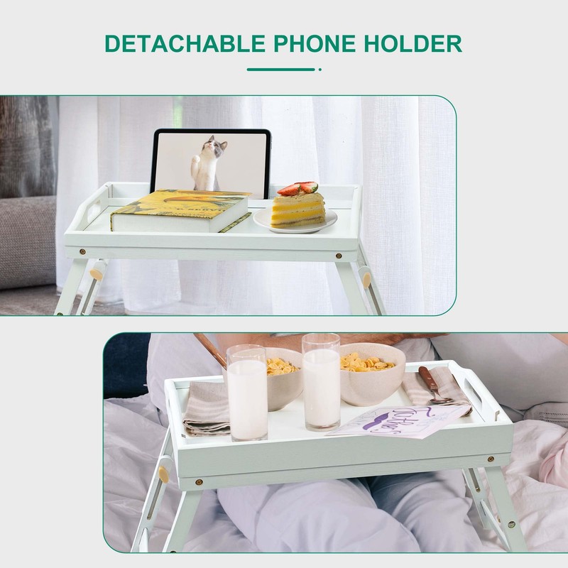 Bed Tray Table for Eating - Bamboo Breakfast Food Table