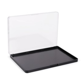 Snowso Large Empty Magnetic Eyeshadow Palette with Clear Top, Travel Makeup Organizer with 40Pcs Adhesive Metal Stickers For DIY Your Own Powder Palette (Large Palette - 7.87”x5.51”)