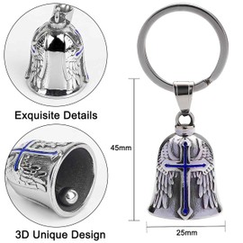 PEVRUAY Guardian Bell Motorcycle Bell, Bicycle Bell, Stainless Steel Motorcycle Bell Lucky Charm, Protective Bell Angel Riding Bell, Motorcycle Bell Keyring for Blessing the Peace