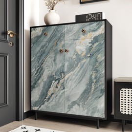 Wallderful Gold Grey Marble Contact Paper for Countertops Blue Glossy Marble Wallpaper Peel and Stick Countertops Removable Kitchen Granite Paper for Backsplash Bathroom Walls Cabinets Wrap 15.75"x78"