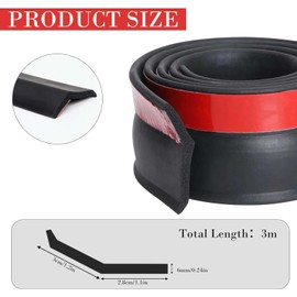 Garage Door Seal 3 Metres, Garage Door Seal Top and Sides Rubber Seal Strip Replacement, Weatherproof Universal Seal Garage Door Rubber Lip with Nails