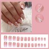 Pink Gradient Press on Nails Medium Square Heart Design Fake